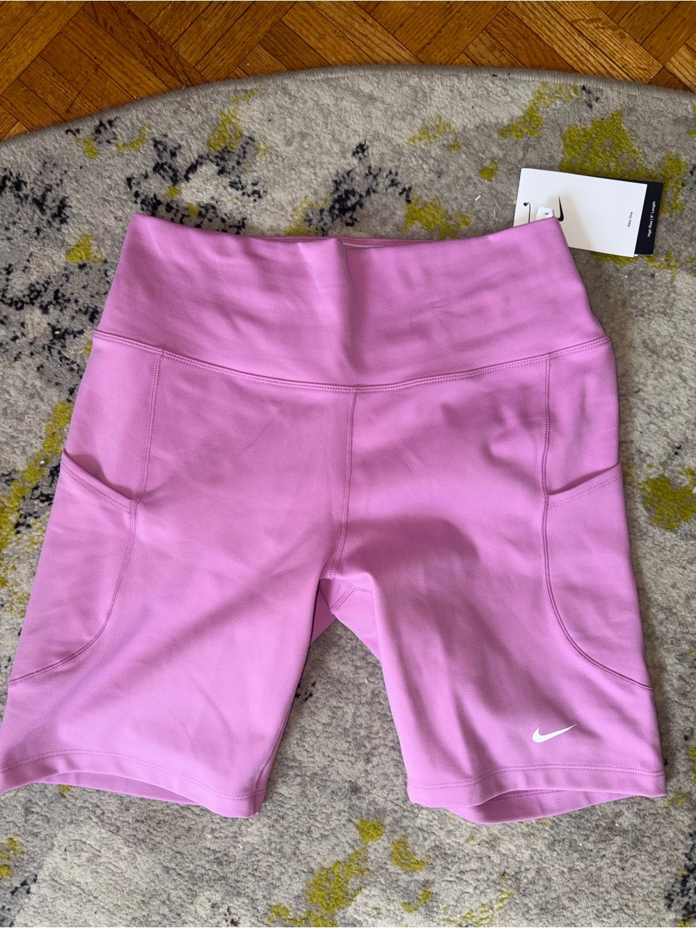 Nike Light Pink High-Rise Bike Shorts with Side Pockets